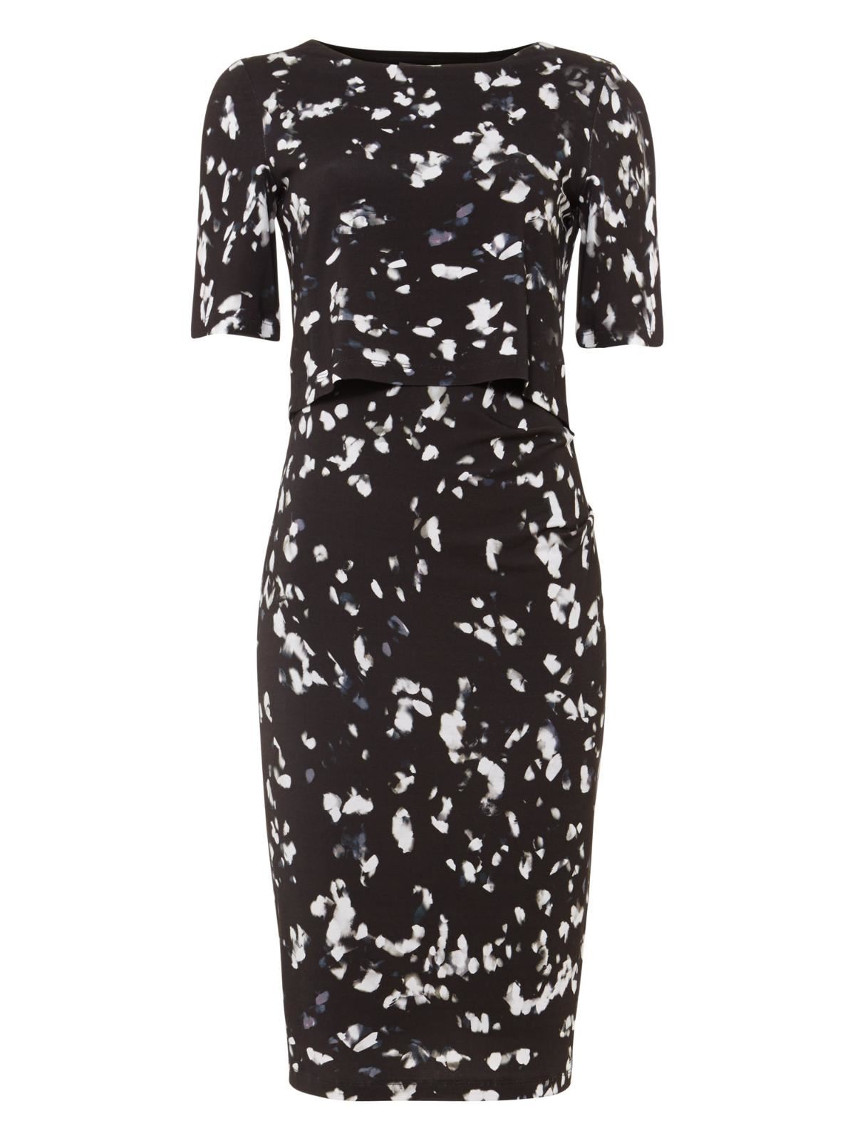 PHASE EIGHT Ladies Dark Grey 'Jago' Print Jersey Dress Size UK14 BNWT RRP89