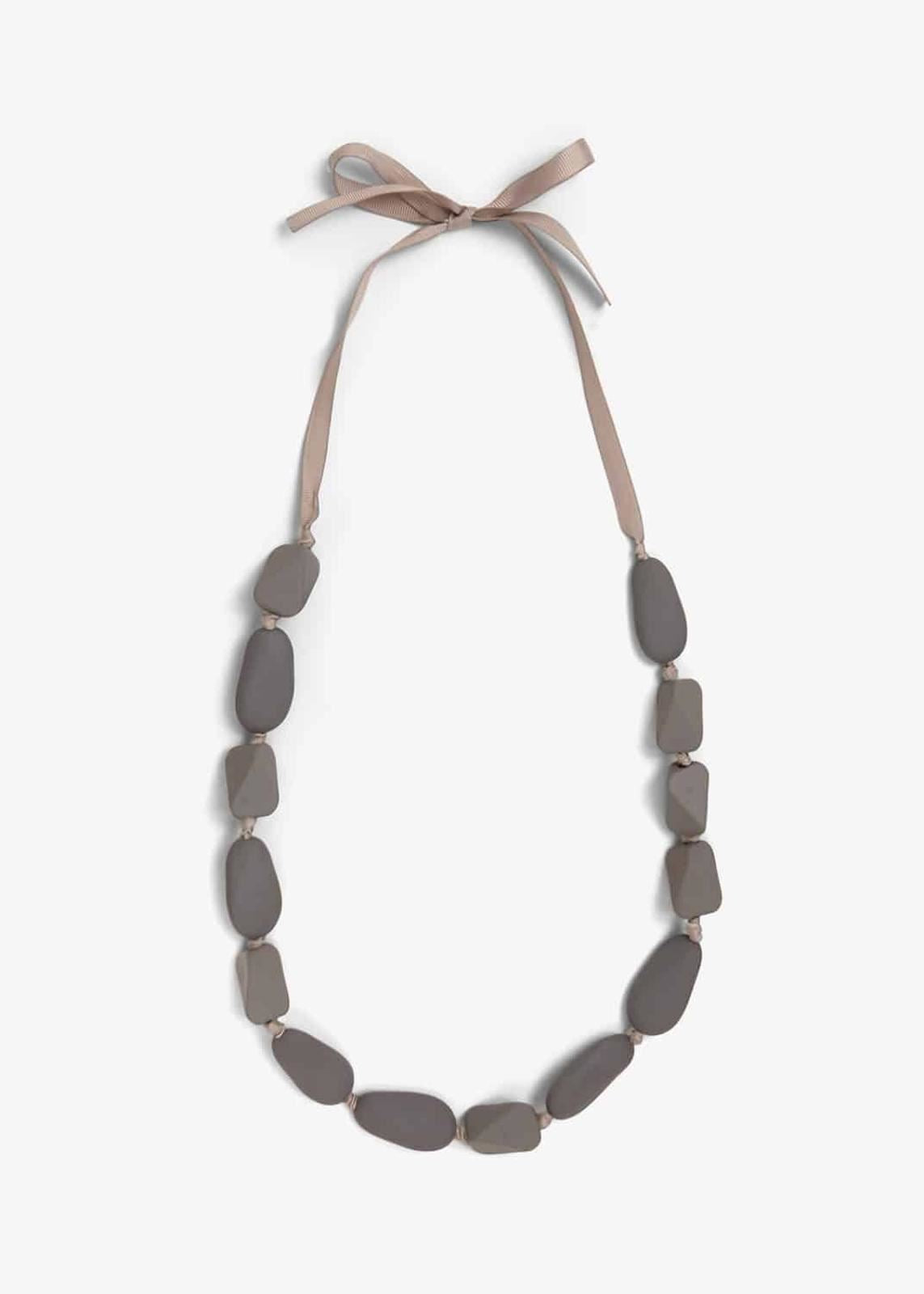 Phase Eight Petra Waxy Bead Long Rope Necklace Grey RRP32