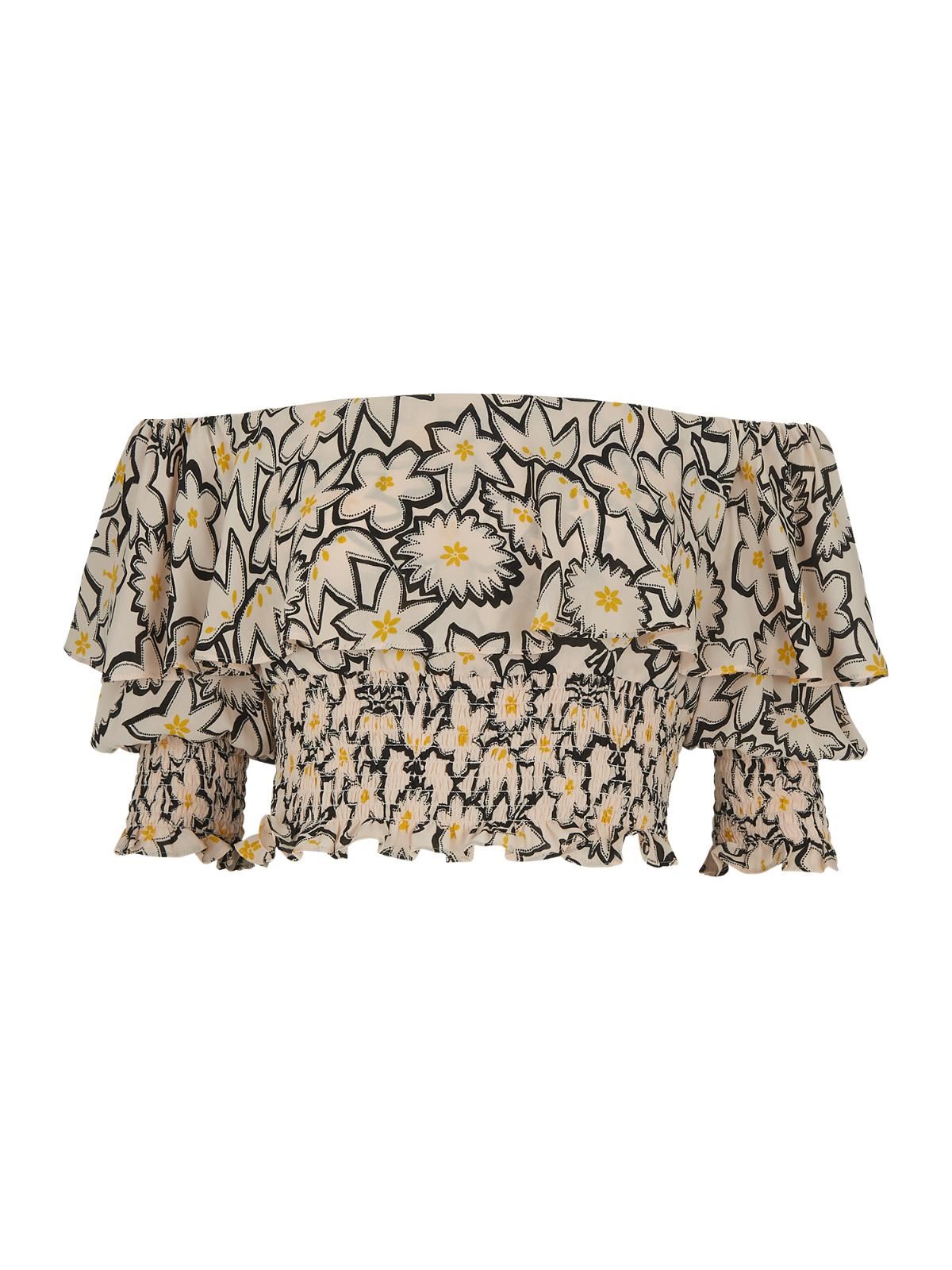 WHISTLES Ladies Adela Floral Print Silk Bardot Crop Top White UK4 BNWT RRP159