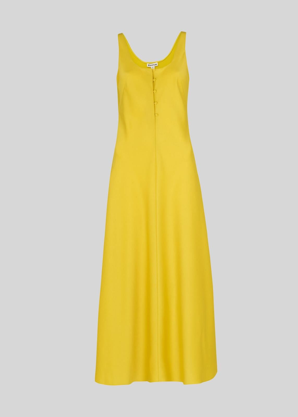 WHISTLES Pippa Satin Slip Dress Yellow Full Length UK8 RRP169 BNWT
