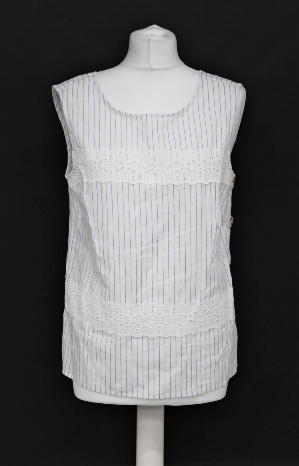 PHASE EIGHT Ladies White & Blue Striped Sleeveless Angela Blouse UK12 NEW