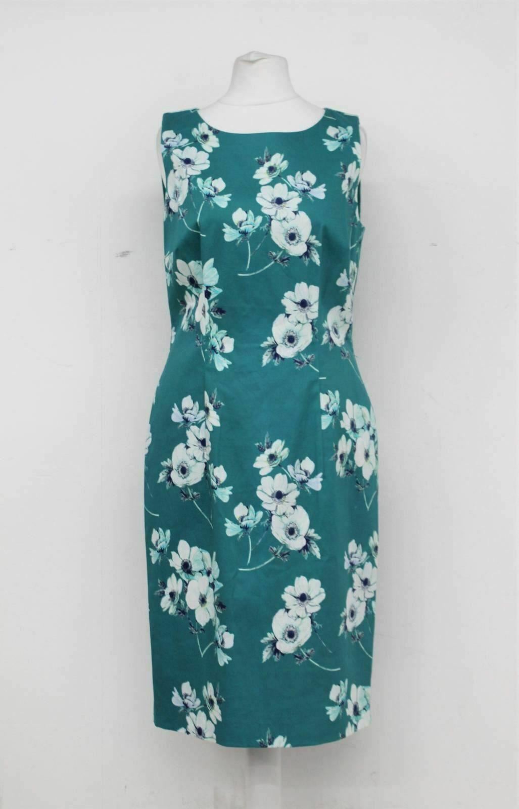 HOBBS Ladies Peacock Blue Multicolour Floral Cotton Camilla Dress UK10 BNWT