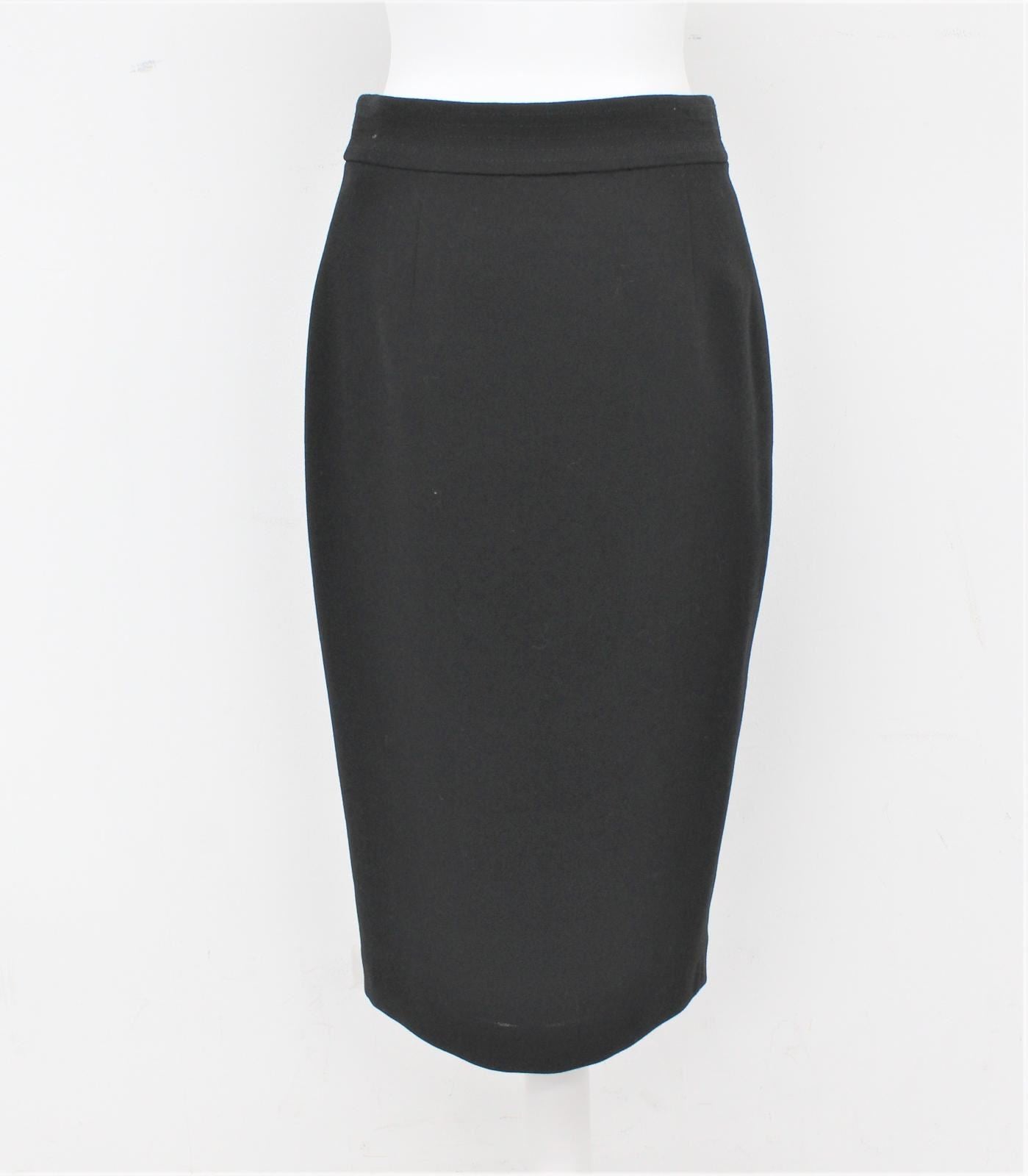 HOBBS Ladies Black Wool Knee Length Tailored Bowen Formal Skirt UK8 NEW RRP110