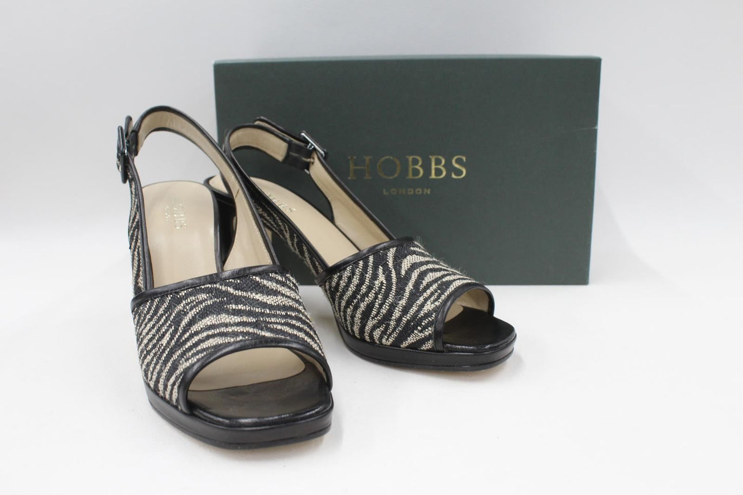 HOBBS Ladies Black Woven Zebra High Heel Rebecca Sandals RRP149 UK8 EU41 NEW