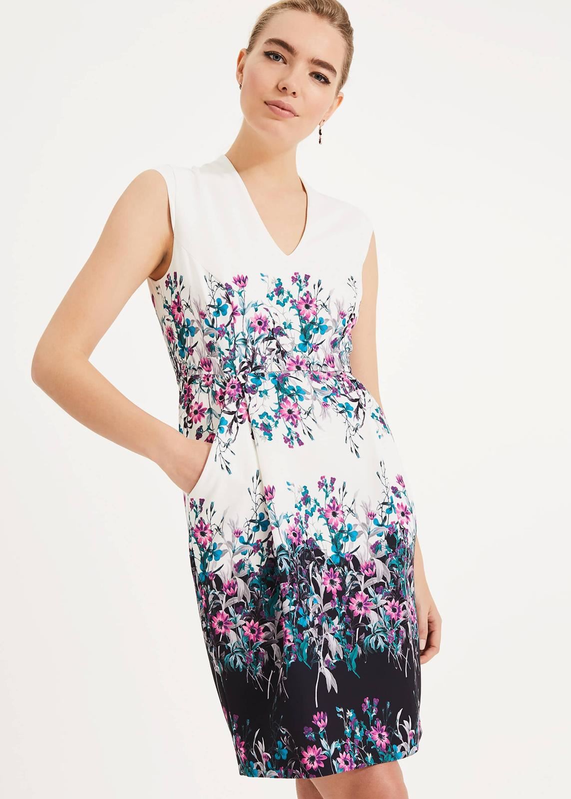 Phase Eight Dina Floral Shift Dress Ivory/Multi Size UK16 RRP120
