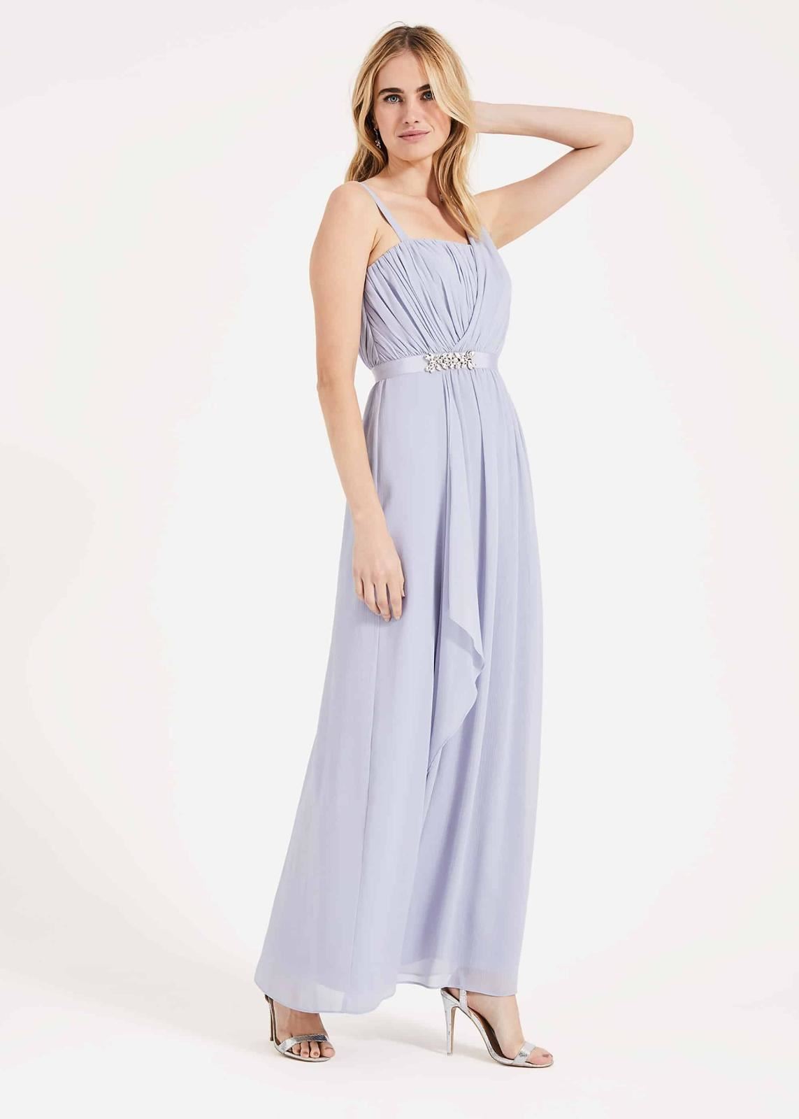 Phase Eight Ilenia Drape Front Maxi Dress Smokey Lavender Size UK12 RRP160