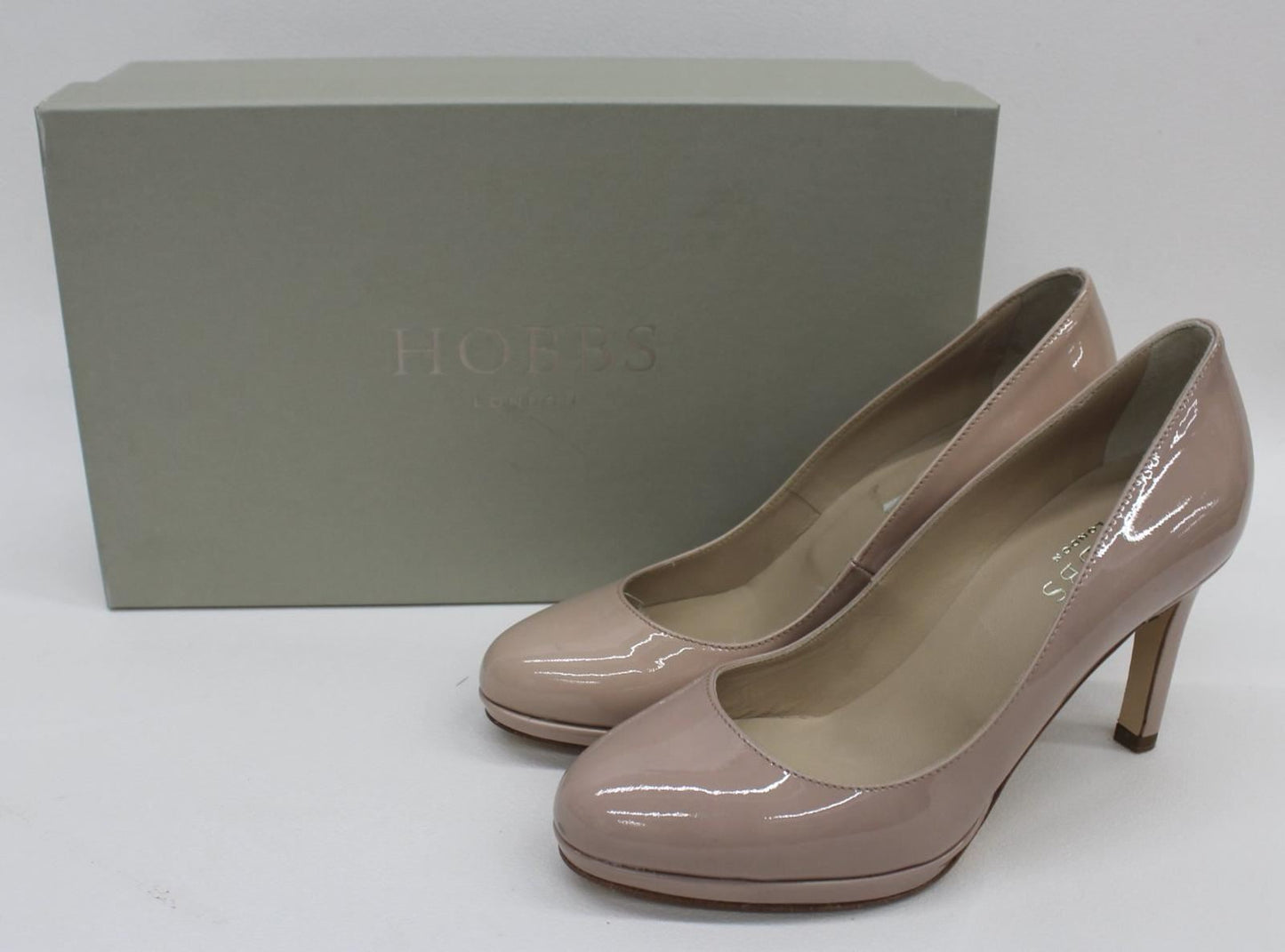 HOBBS Ladies Light Nude Beige Juliet Patent Leather Court Shoes UK3 EU36 NEW