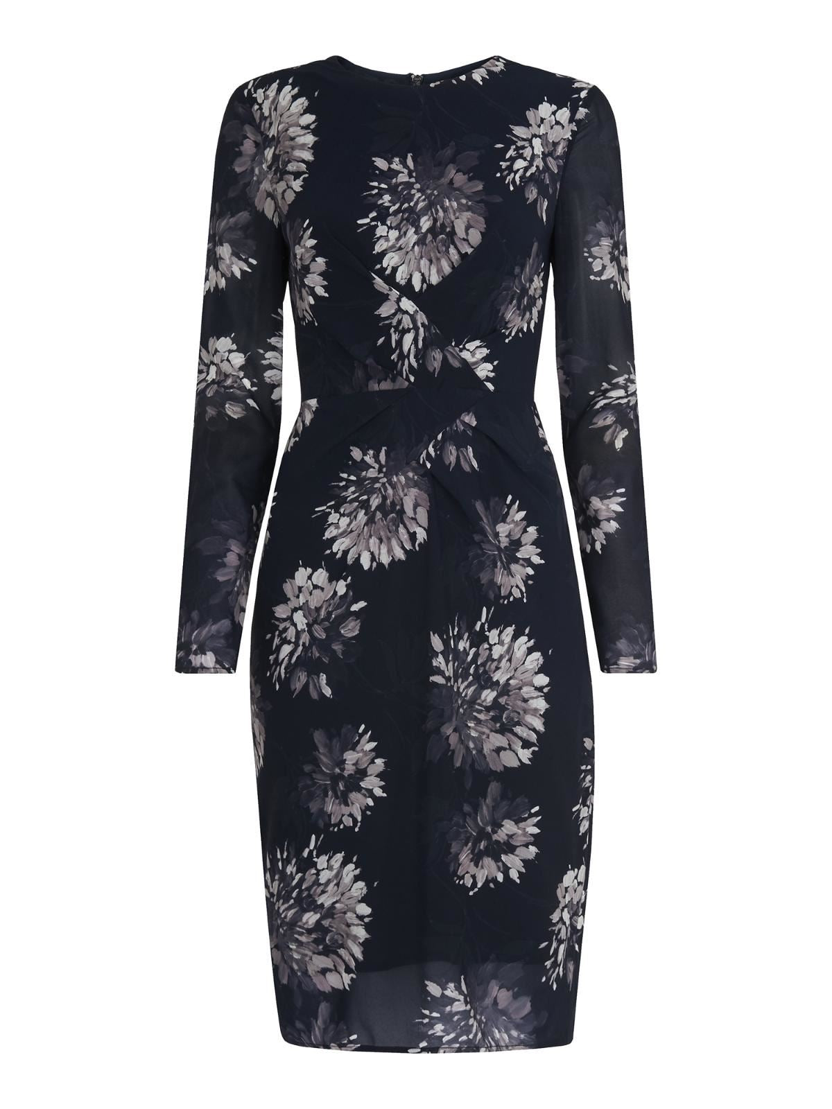 WHISTLES Brushstroke Floral Bodycon Dress Navy/Multi UK6 RRP169 BNWT