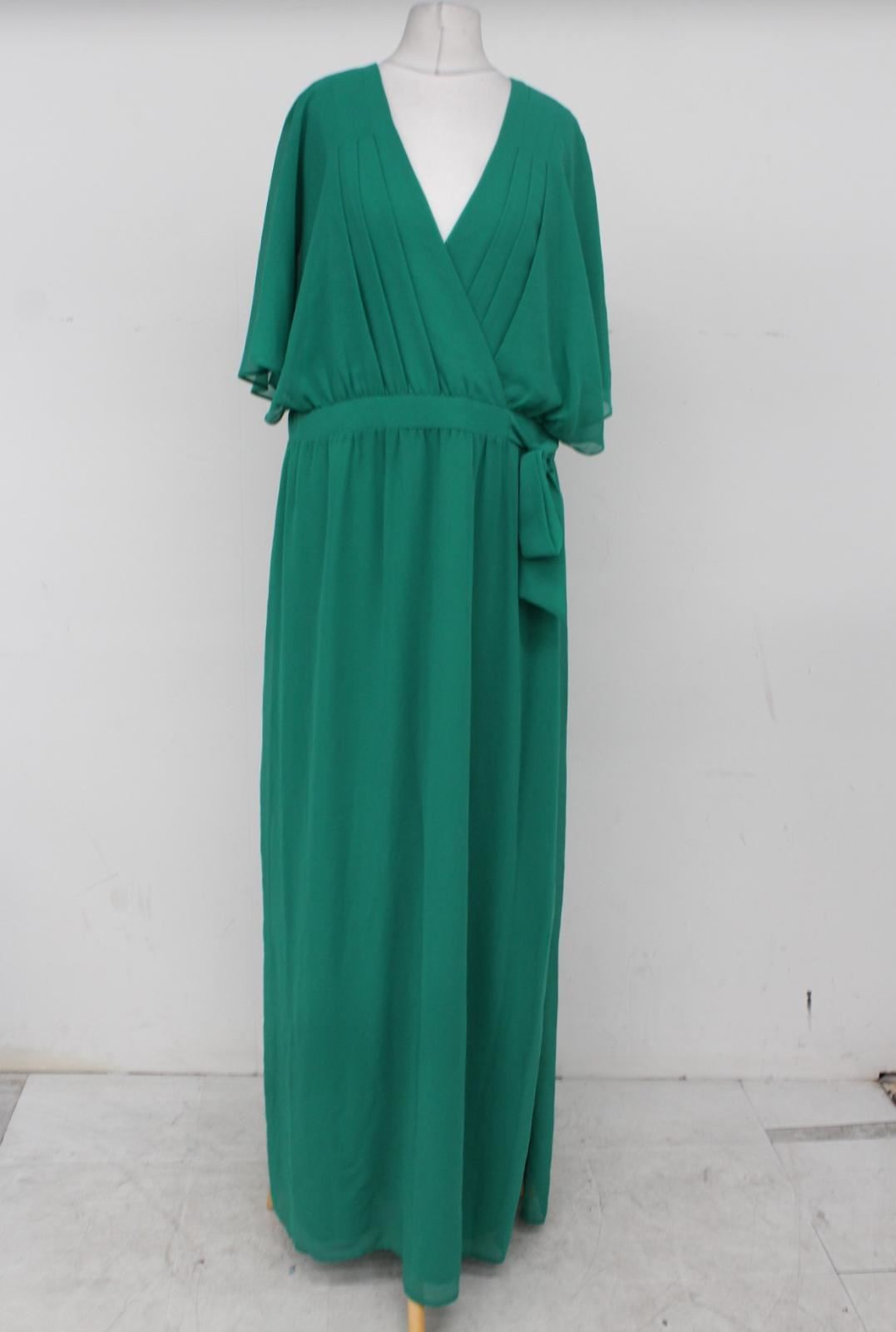 PHASE EIGHT Ladies Shamrock Green V Neck Waist Tie Hyria Maxi Dress UK16 BNWT