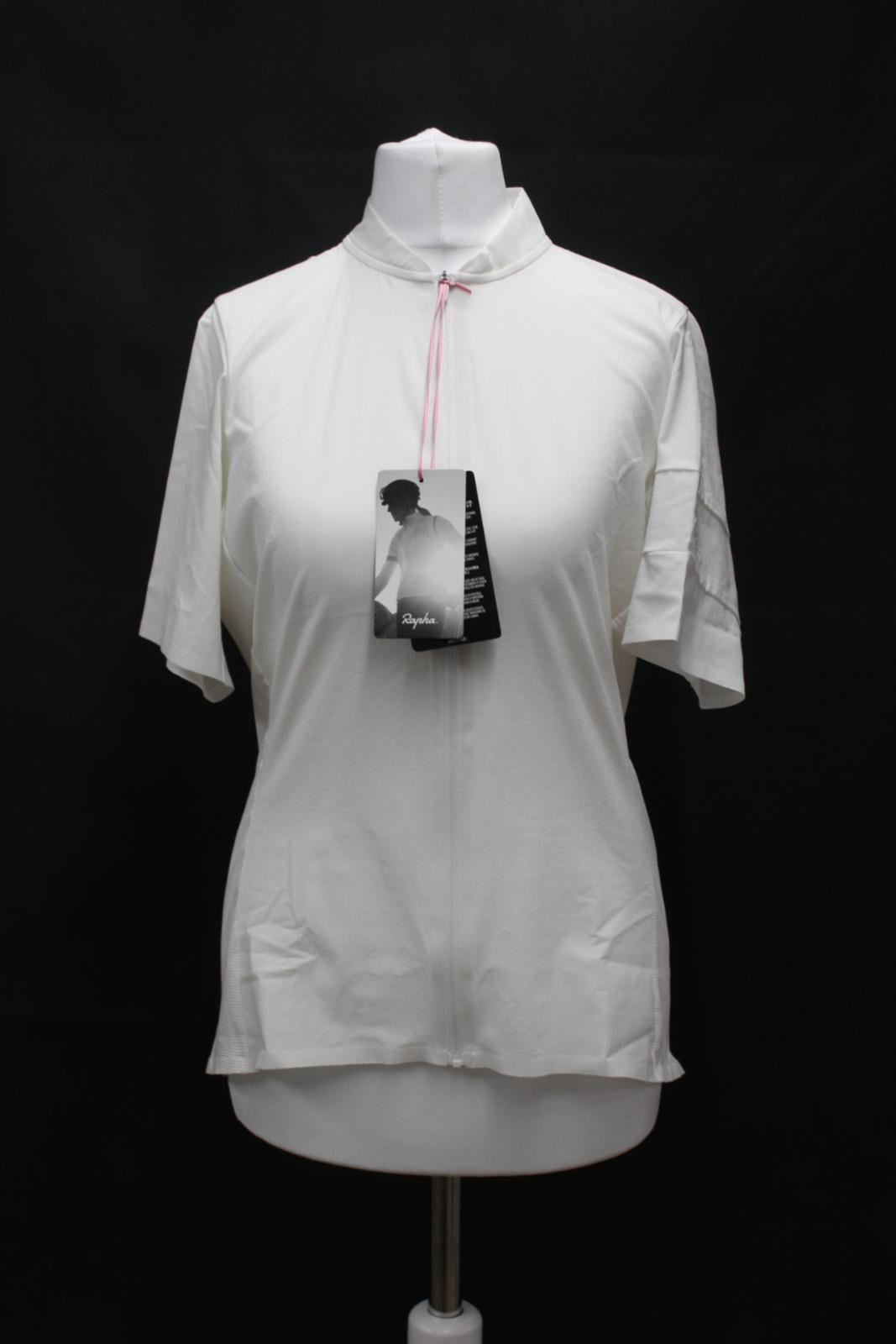 RAPHA Ladies White Silk Short Sleeve Zip Front Cycling Jersey Size L BNWT