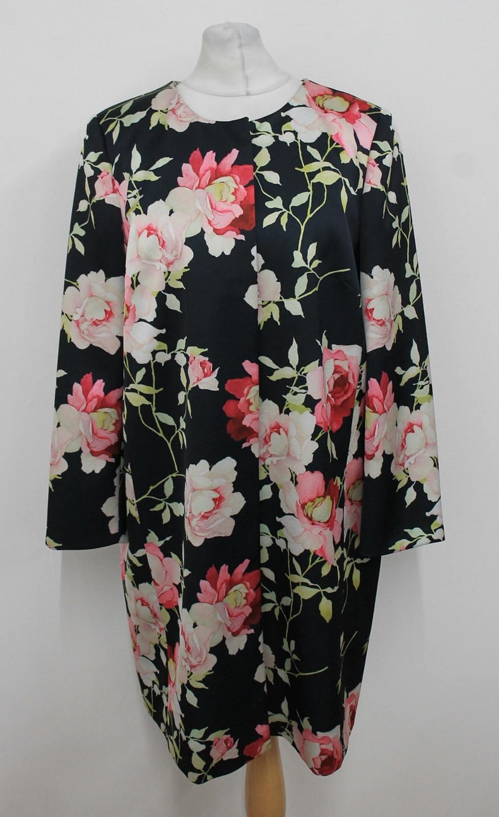 HOBBS Ladies Navy Blue Multi Floral Print Rita Rose Coat UK12 BNWT RRP 199
