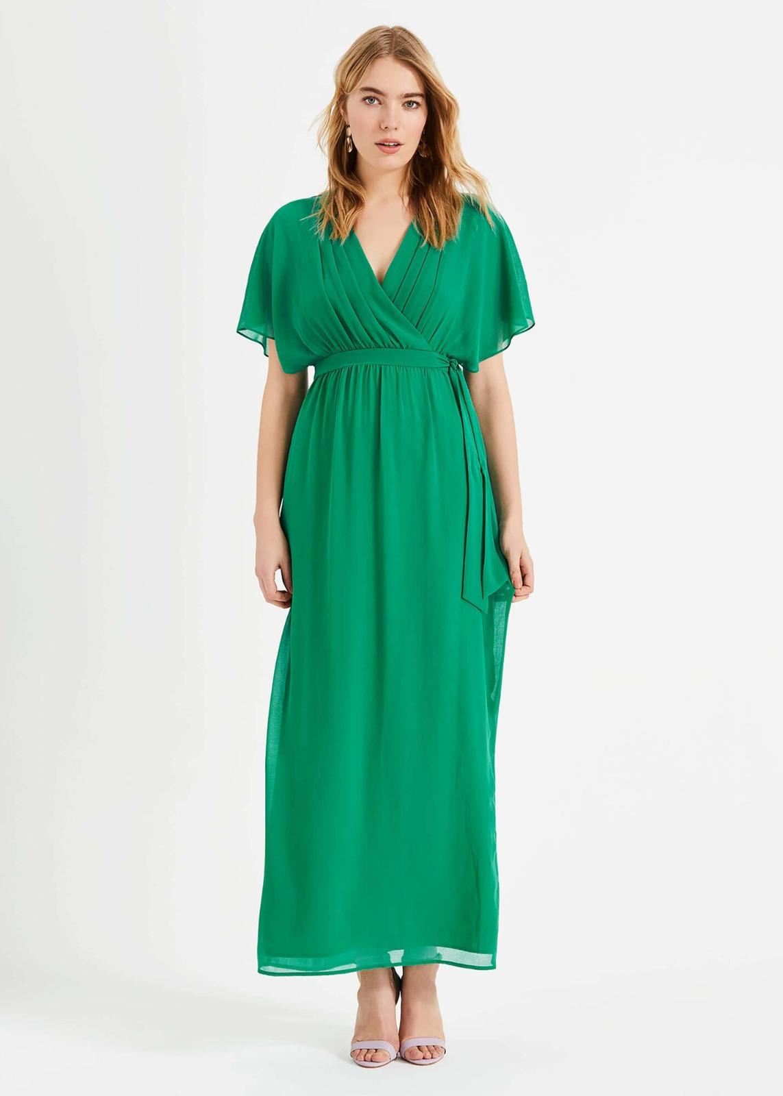 PHASE EIGHT Ladies Nutmeg Green Pleated Chiffon Hyria Maxi Dress Size UK12 BNWT