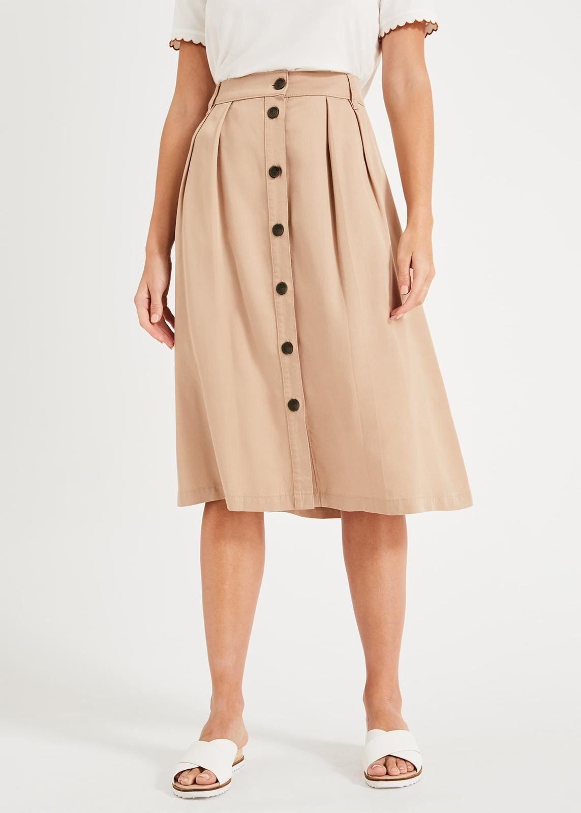 Phase Eight Bel-Marie Button Pleated Skirt Stone Size UK18 RRP65