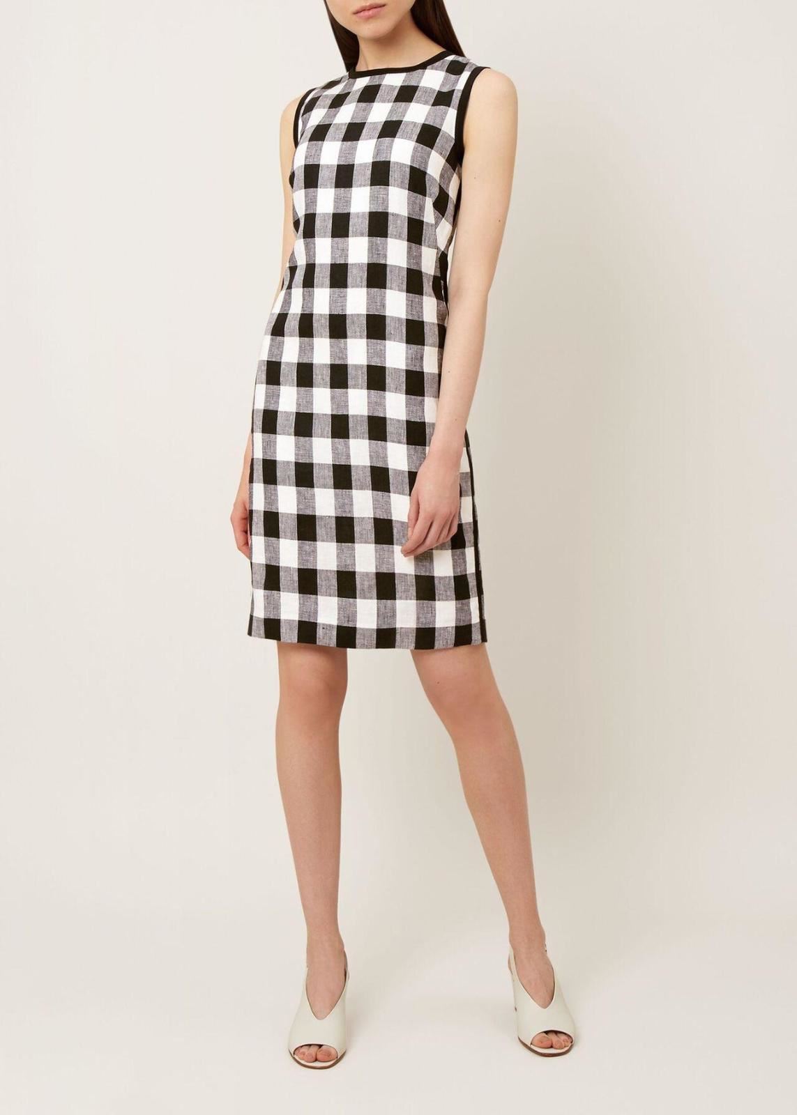 HOBBS Ladies Navy Blue & White Cocos Check Dress Knee Length Size UK10 BNWT