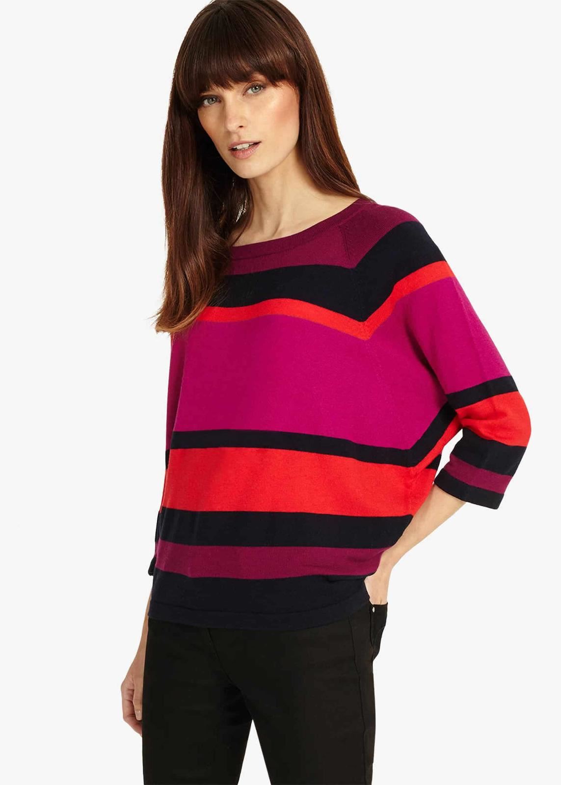 Phase Eight Sabra Stripe Knit Jumper Pullover Top Multi-Coloured XS RRP69