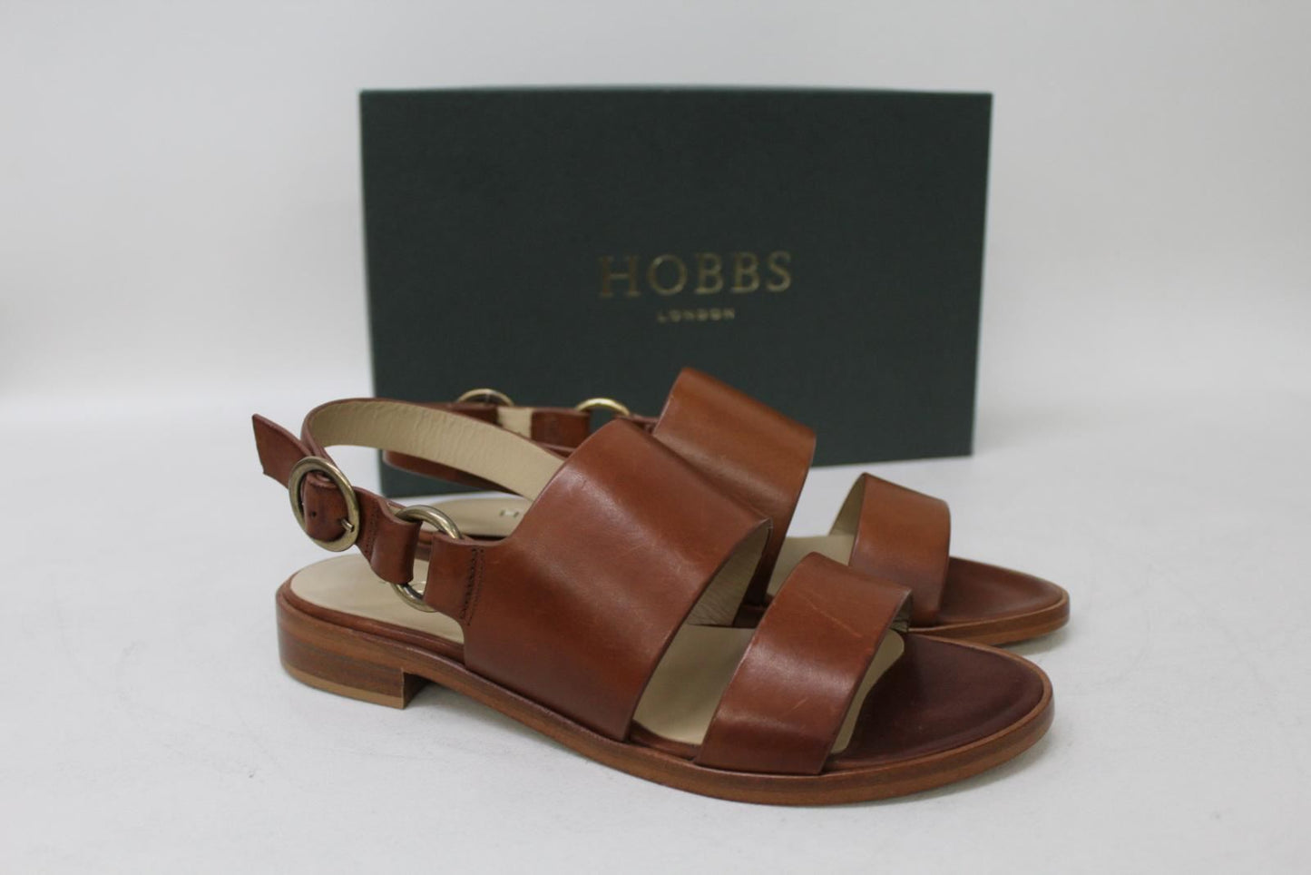 HOBBS Ladies Tan Brown Vegetable Leather Slingback Paige Sandals UK3 NEW