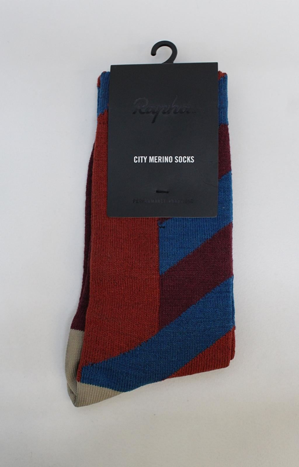 RAPHA Men's City Merino Wool Blend Patterned Long Cycling Socks Red Blue# S NEW
