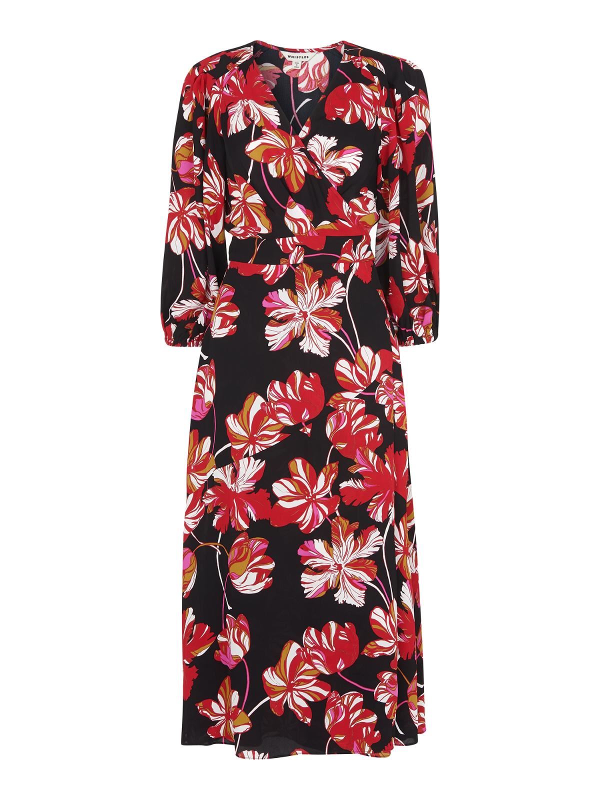WHISTLES Tulip Wrap Dress Pink / Multi Long Sleeved Floral RRP179 UK4 BNWT