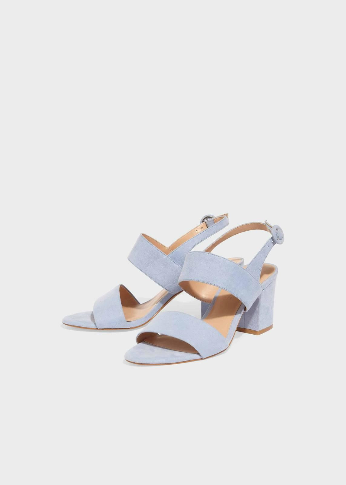 Phase Eight Buckle Shoes Faye Block Heel Sandals Dusty Blue EU37 UK4 RRP99