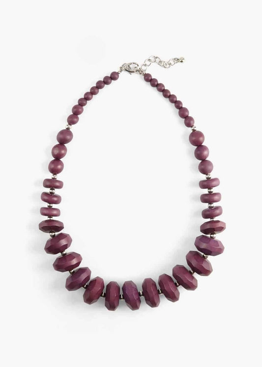 Phase Eight Carris Wooden Bead Necklace Magenta RRP29