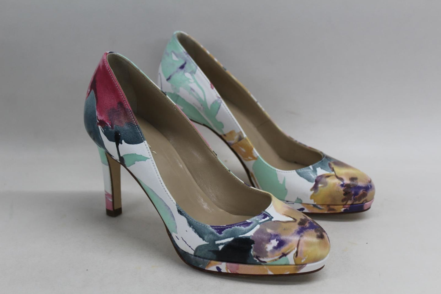 HOBBS Ladies Juliet Court Shoes Slip On Floral Print Leather Heels EU36 UK3 NEW