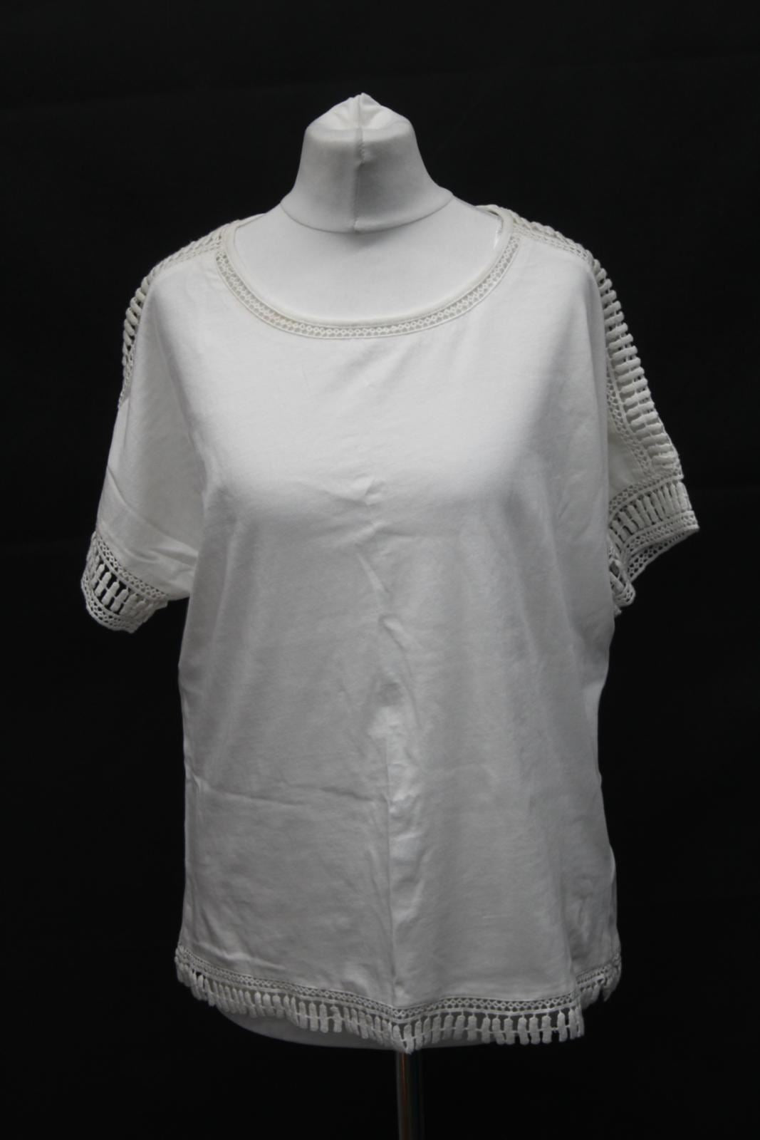 PHASE EIGHT Ladies Cotton Laurel Short Sleeve Lace Trim T-Shirt Size UK12 NEW