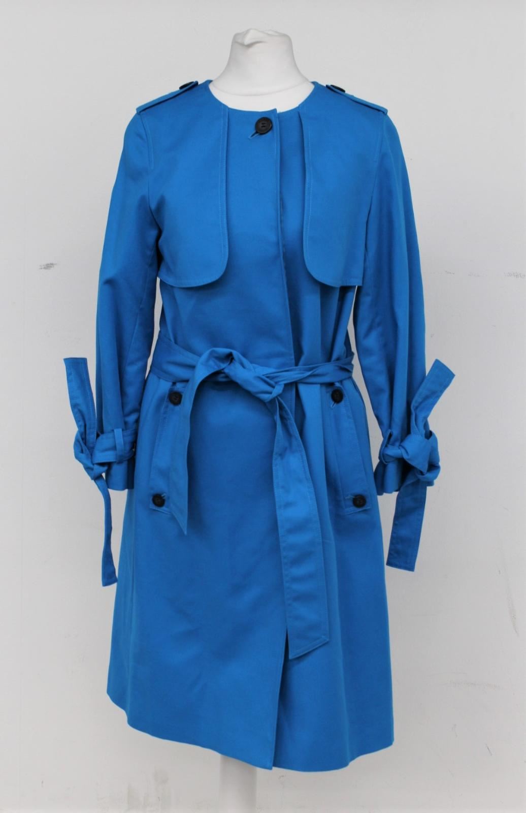 HOBBS Ladies Azure Blue Single Breasted Fit & Flare Molly Trench Coat UK8 BNWT