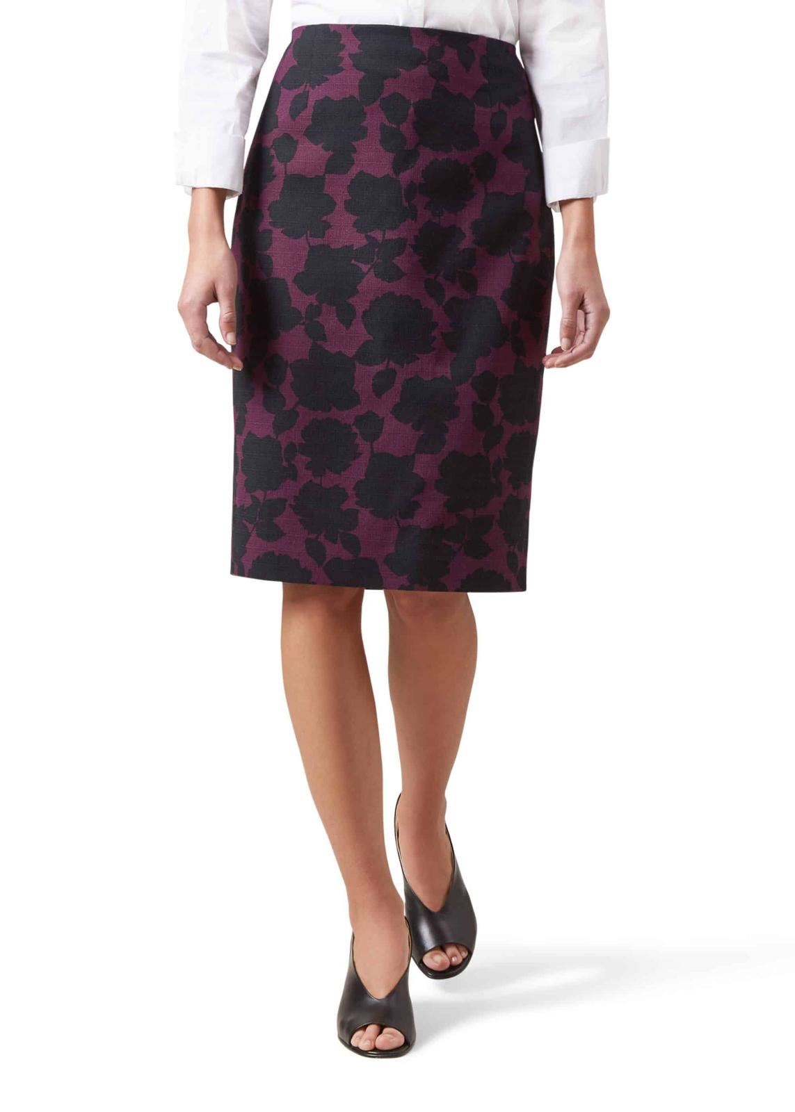 Hobbs Sophia Pencil Skirt Aubergine Black Size UK6 RRP99