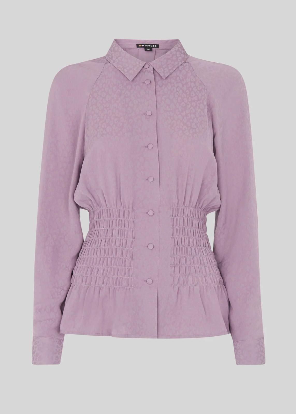 WHISTLES Ladies Claris Lilac Purple Animal Jacquard Blouse UK8 BNWT RRP179