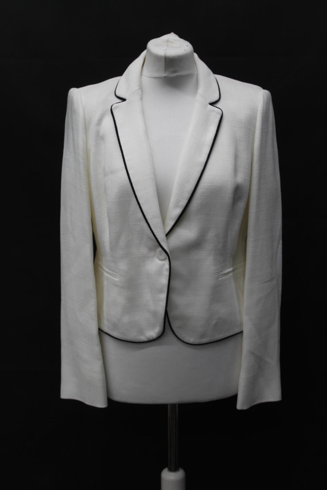 HOBBS Ladies Yvonna Ivory Navy Blue Single Breasted Jacket UK12 BNWT RRP189