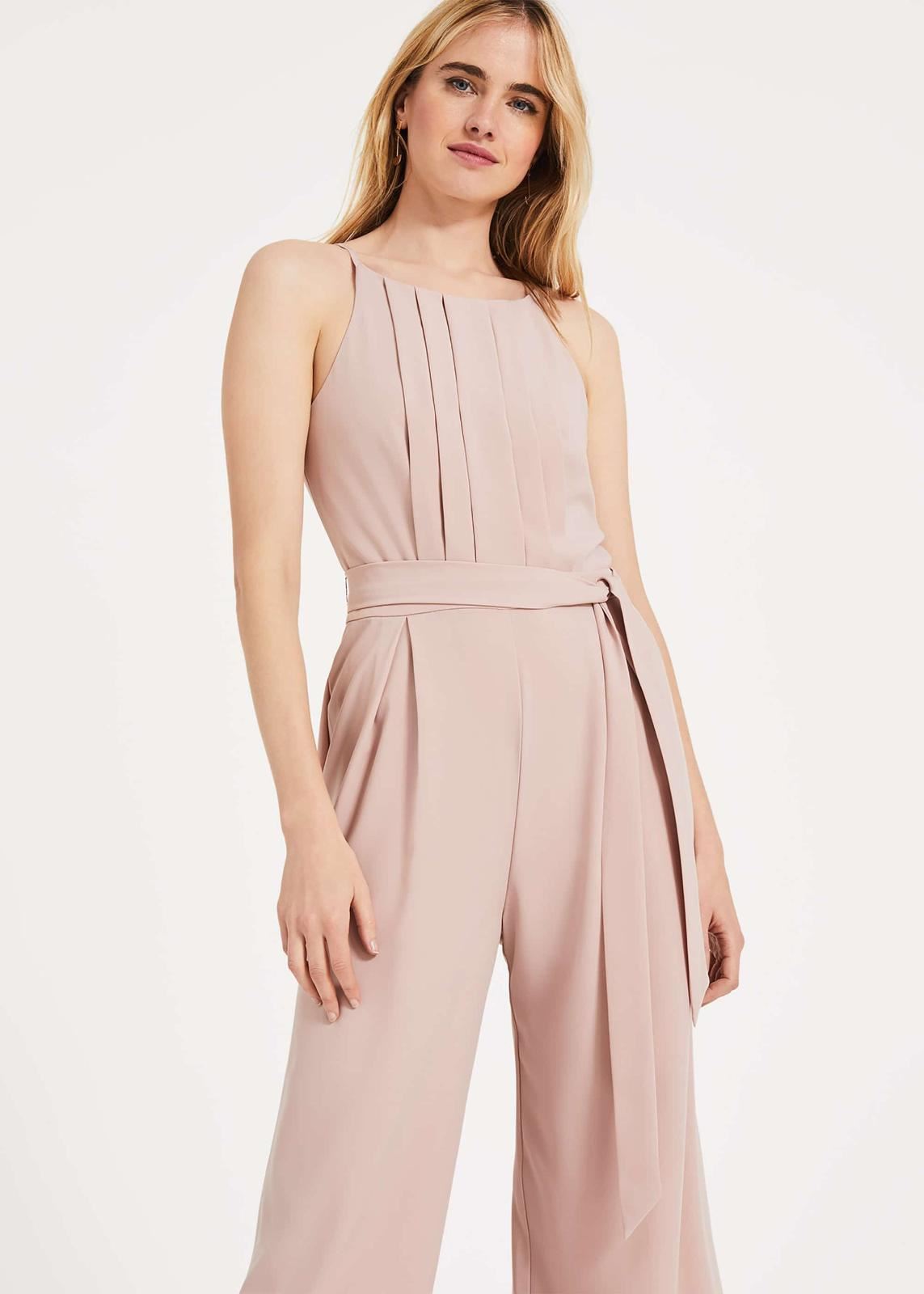 Phase Eight Yvonne Lace Back Jumpsuit Dusty Rose Size UK10 RRP130
