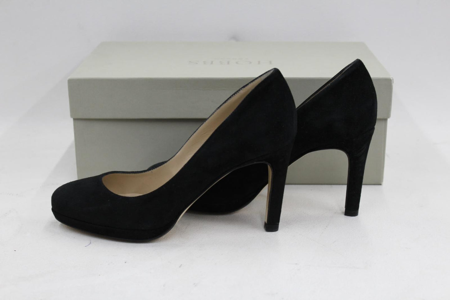 HOBBS Ladies Black Fine Suede Stiletto Heel Juliet Court Shoes UK3 RRP139 BNIB