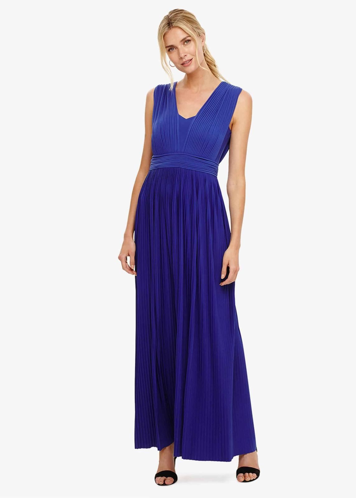 Phase Eight Aldora Pleated Maxi Maxi Dress Cobalt Size UK8 RRP130
