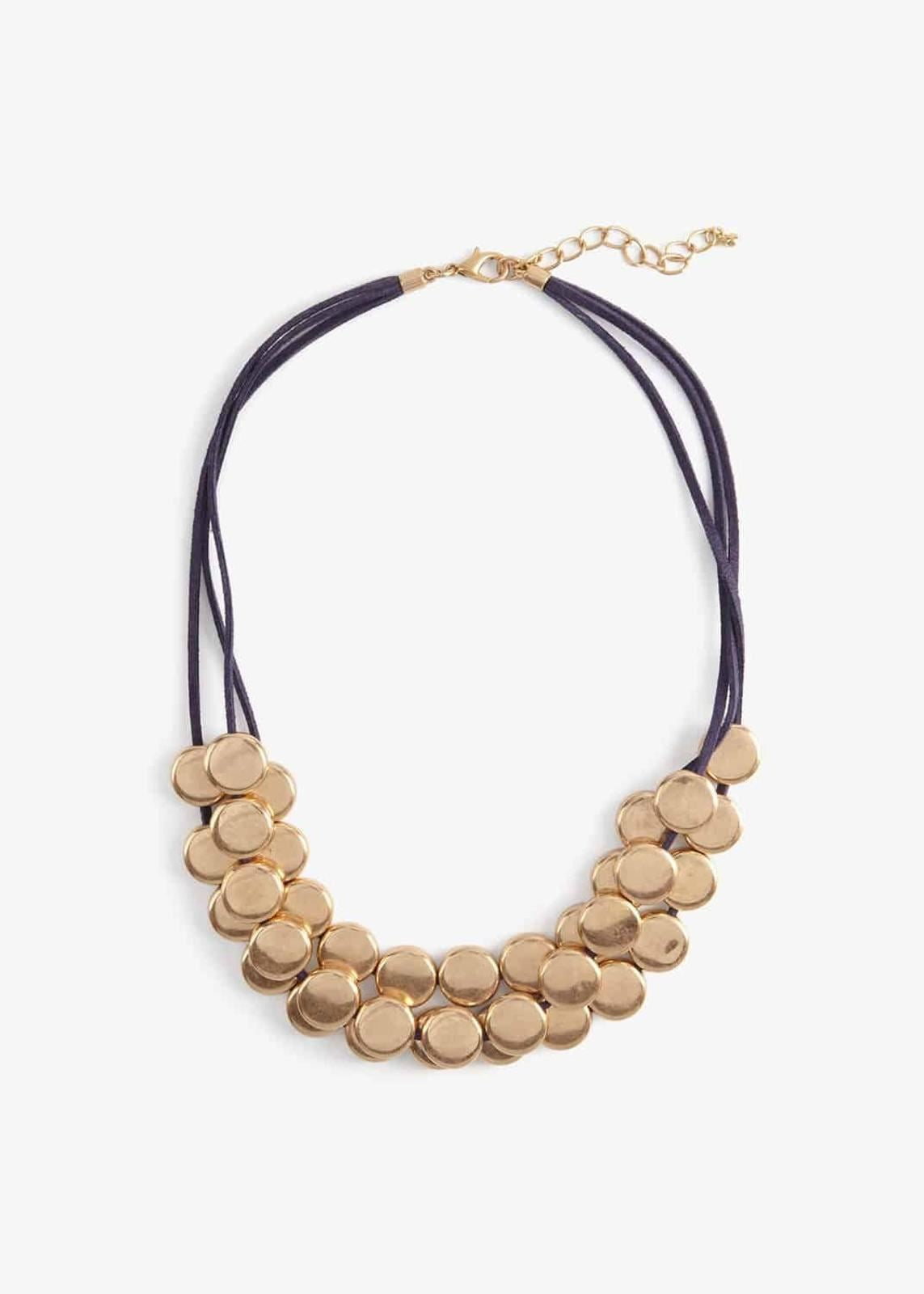 Phase Eight Blair Multirow Cord and Disc Necklace Gold RRP32
