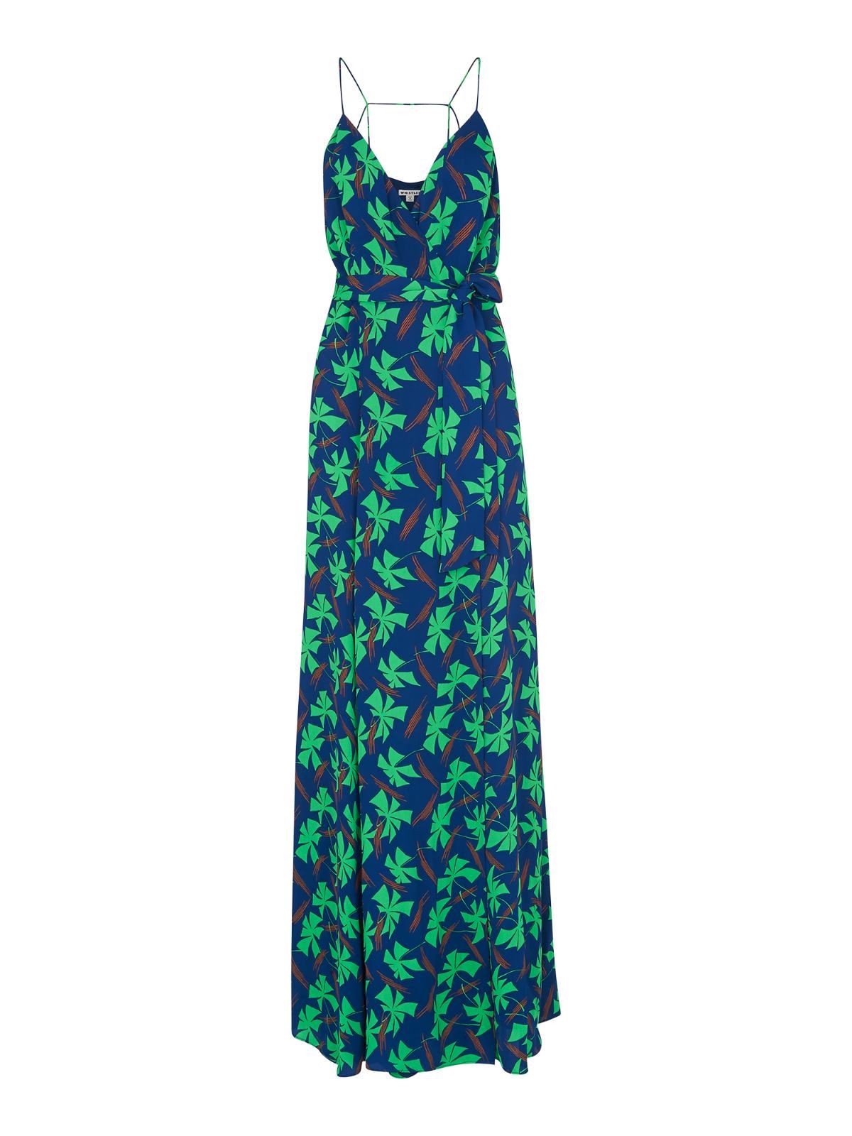 WHISTLES Noa Graphic Clover Maxi Dress Navy Blue Multi UK4 RRP249 BNWT