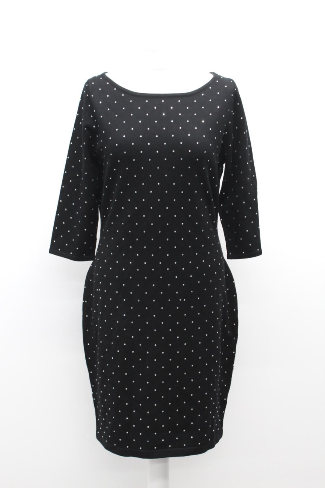 PHASE EIGHT Ladies Helene Black Diamanted Encrusted Knitted Dress Size UK16 BNWT