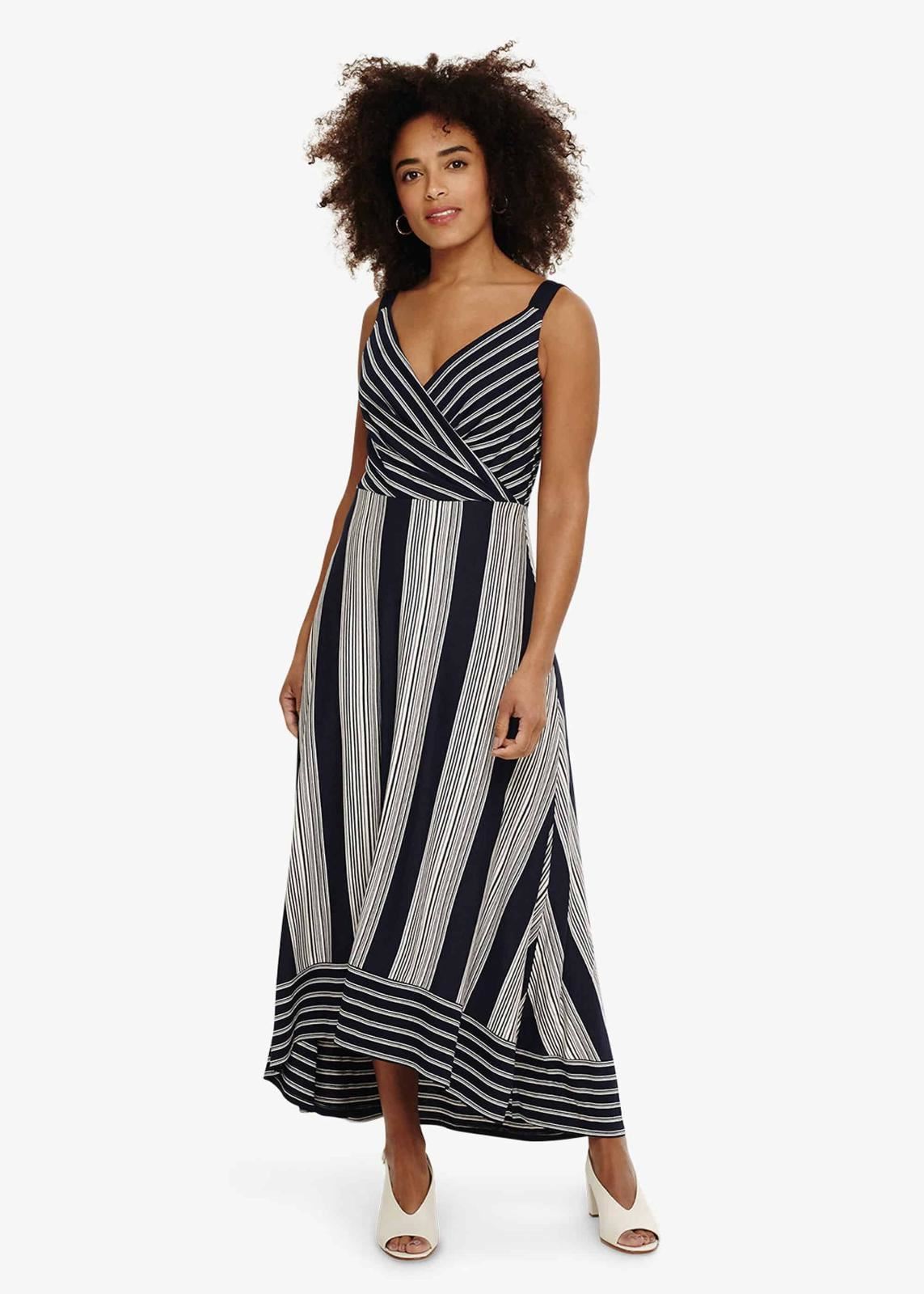 Phase Eight Maisie Striped Maxi Maxi Dress Navy/Ivory Size UK8 RRP89