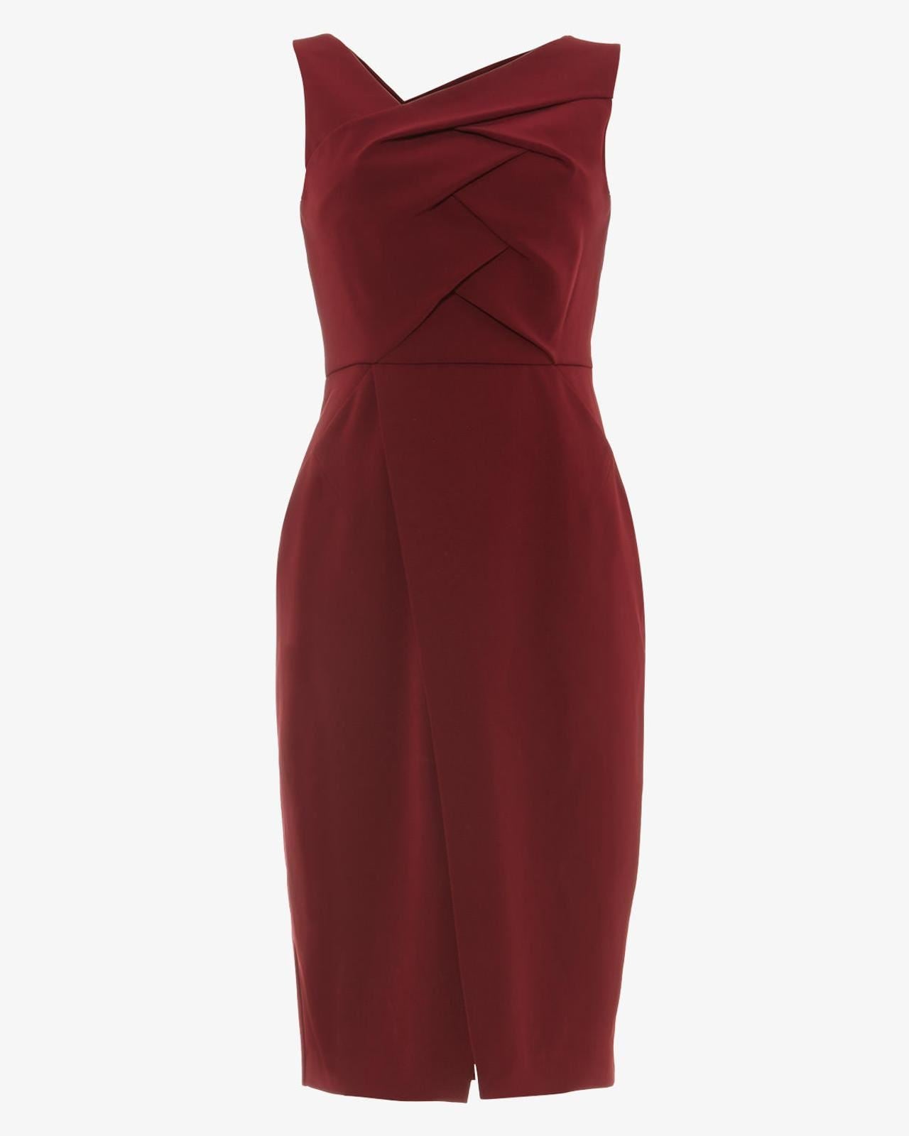 PHASE EIGHT Ladies Claret Red Mara Pleated Front Shift Dress UK10 BNWT RRP130