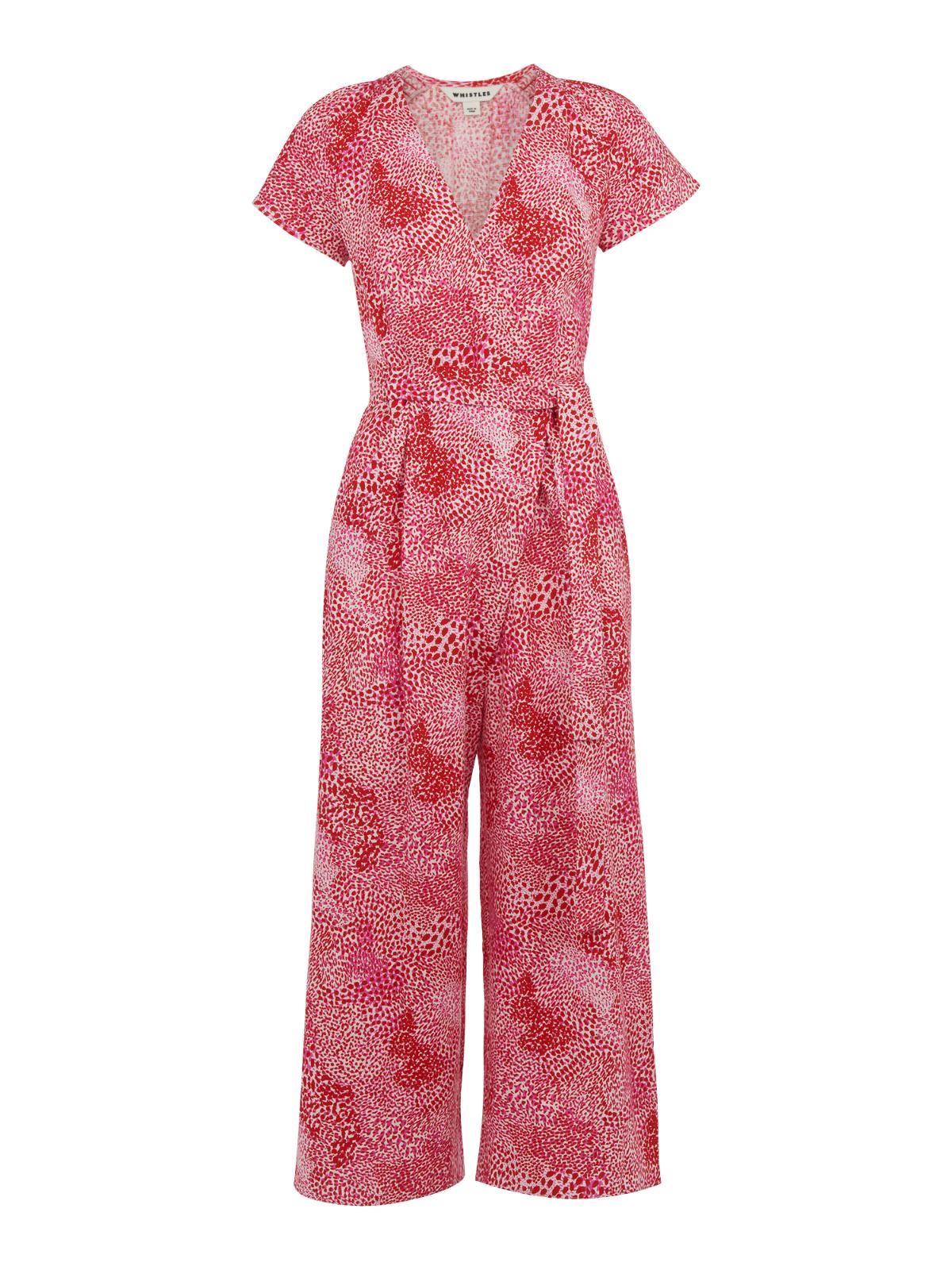 WHISTLES Ladies Abstract Animal Etta Cropped Jumpsuit Pink/Multi UK6 BNWT RRP169