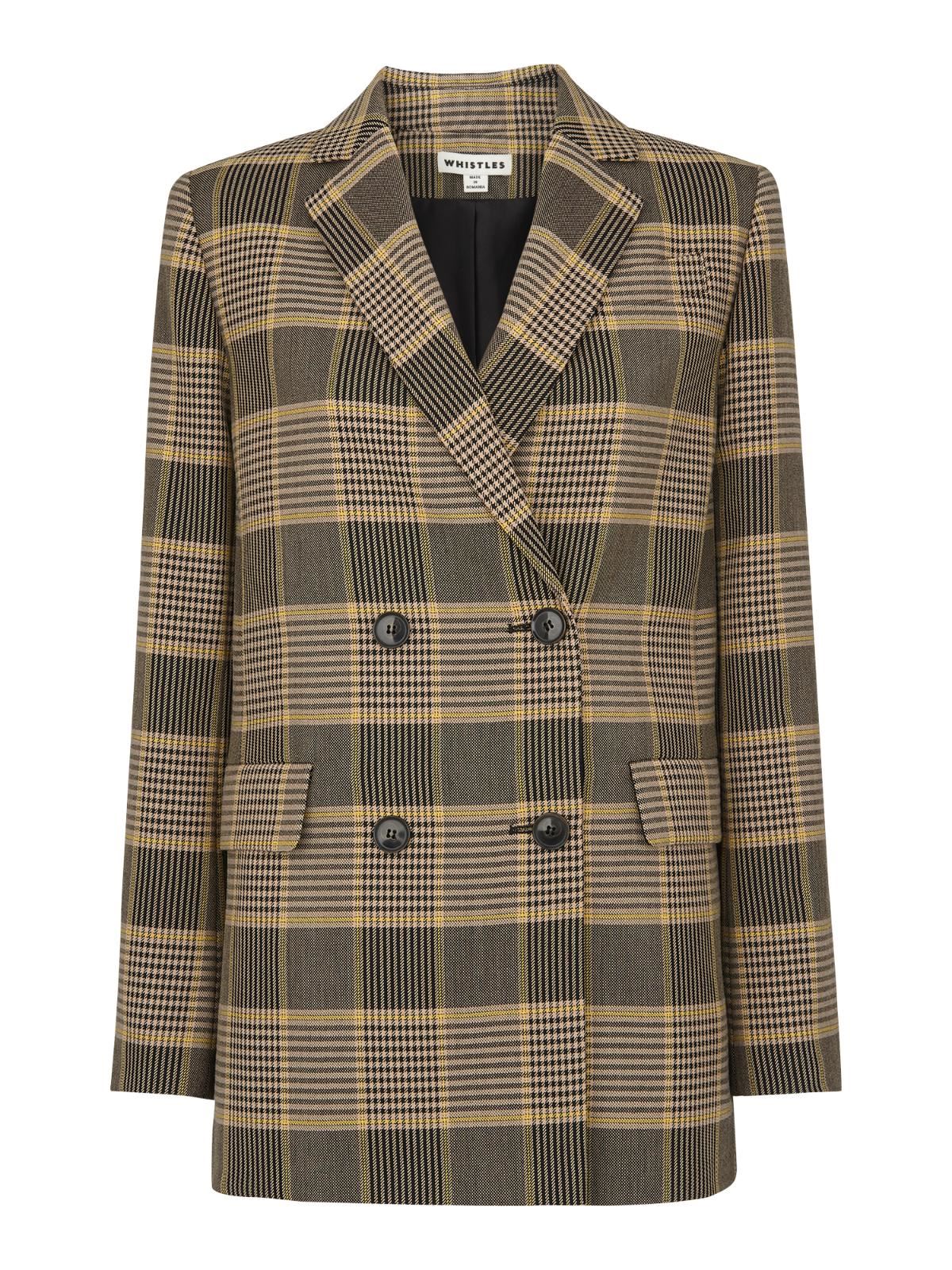 WHISTLES Ladies Multicolour Check Double Breasted Blazer Jacket L RRP220 BNWT