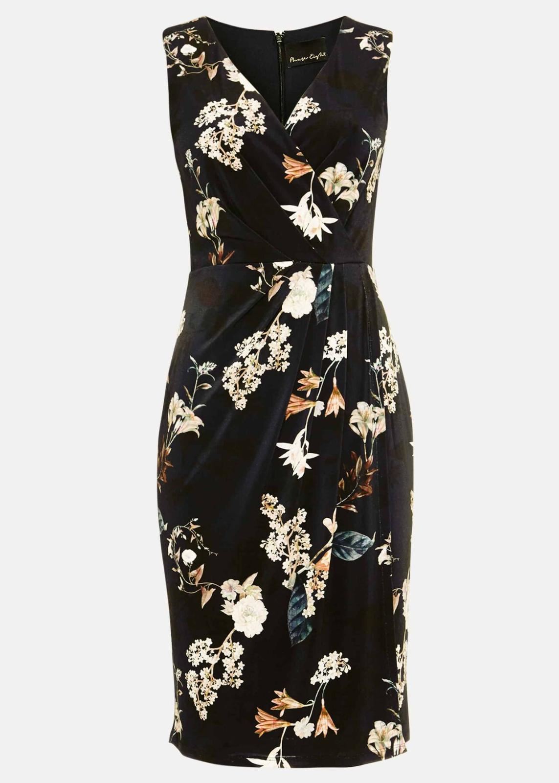 PHASE EIGHT Ladies Navy Blue & Pink Fiona Floral V Neck Dress UK12 BNWT