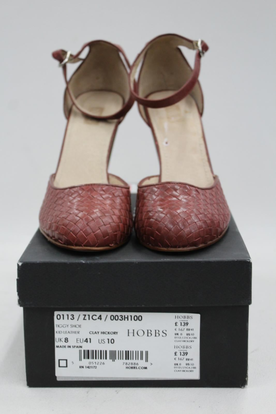 HOBBS Ladies Red Clay Brown High Heel Basket Weave Tiggy Shoes UK8 BNIB