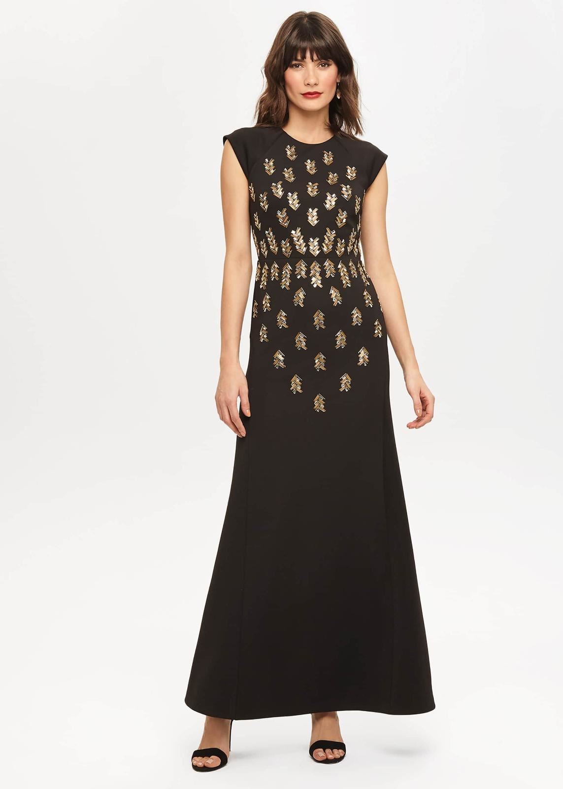 Phase Eight Kiera Beaded Maxi Maxi Dress Black/Gold Size UK12 RRP325 –  Fashion Outlet by Stuff U Sell