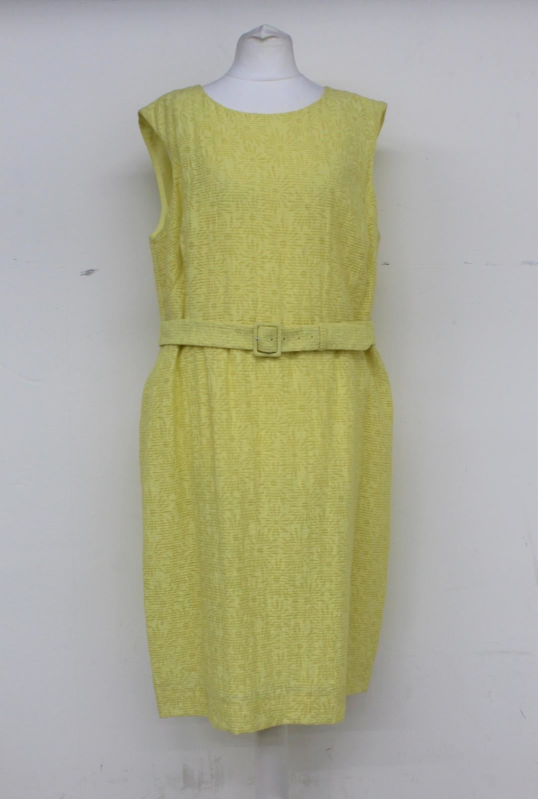 HOBBS Ladies Yellow Tailored Fit Farrah Sleeveless Belted Pencil Dress UK16 BNWT