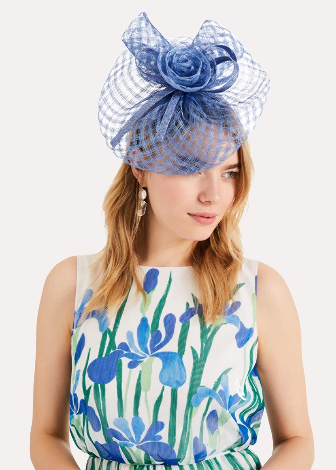 Phase Eight Rosa Weave Fascinator Hat Cornflower RRP59