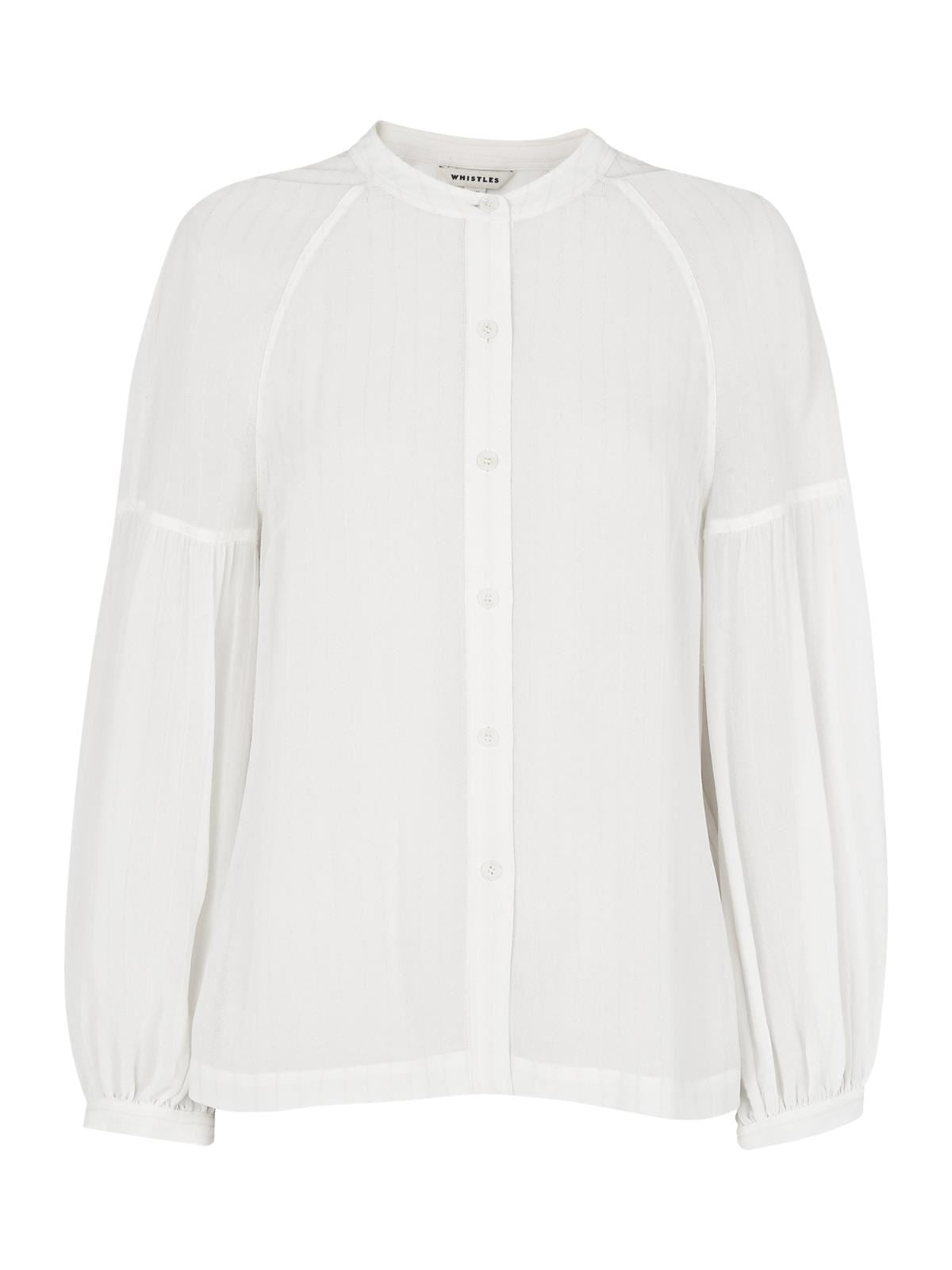 WHISTLES Ladies Cristen Ivory Stripe Crew Neck Buttoned Blouse UK16 BNWT RRP109