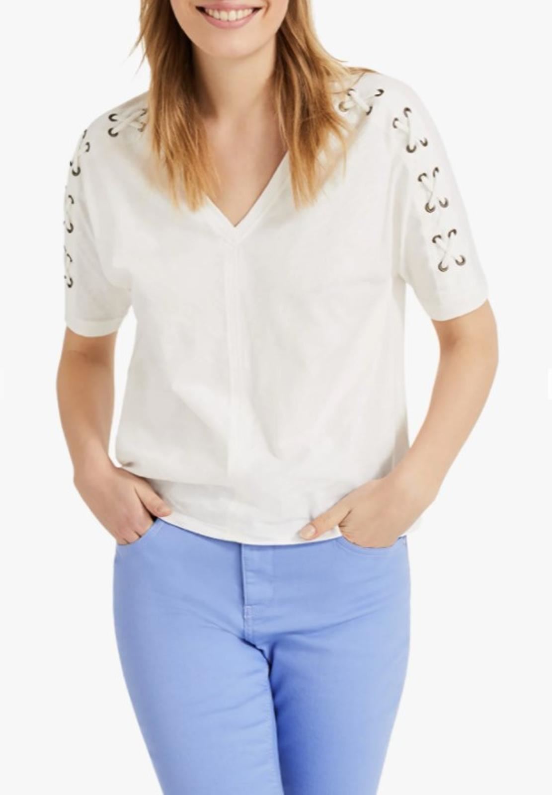 PHASE EIGHT Jocelyn Eyelet V-Neck Top Ivory Size UK18 RRP49
