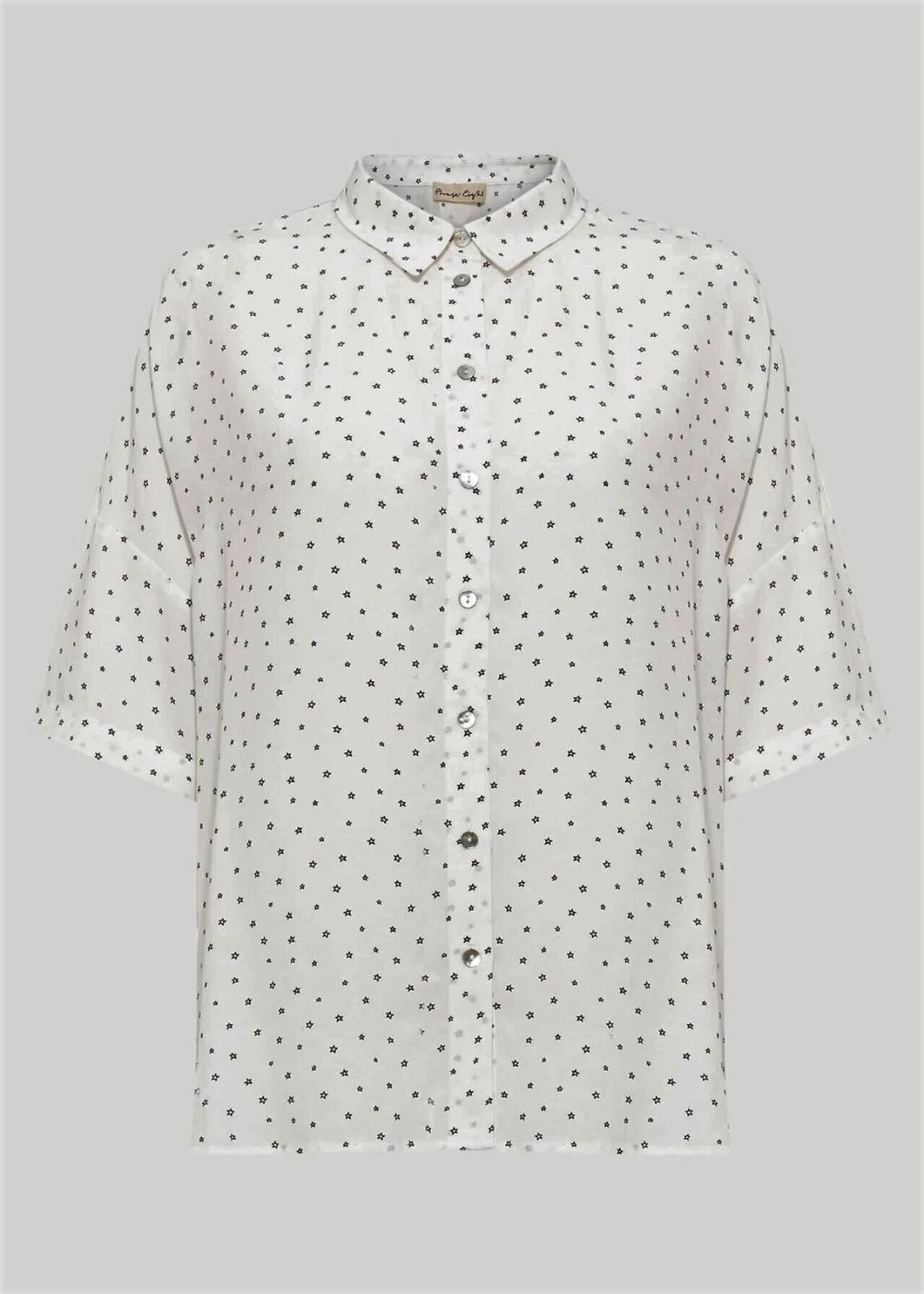 PHASE EIGHT Ladies Ivory/Navy Blue Star Print Coleen Shirt Size UK16 BNWT