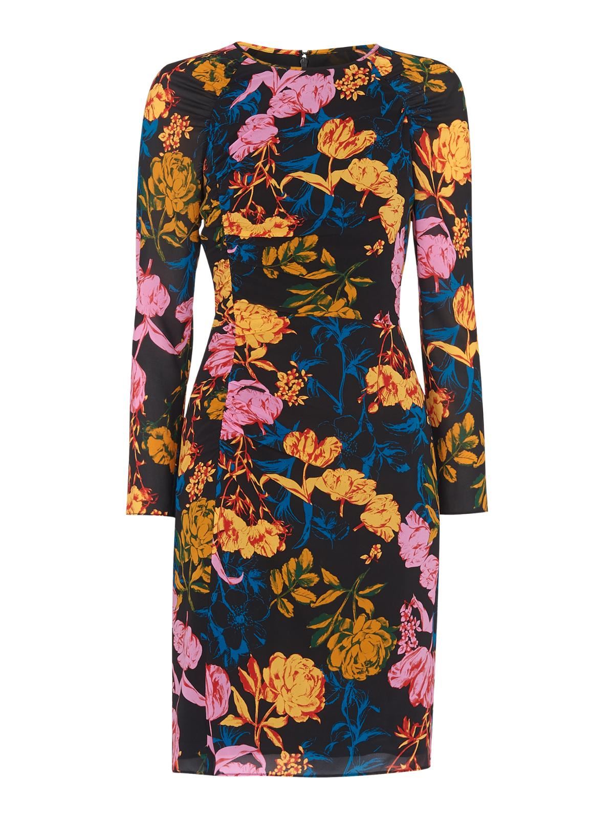 WHISTLES Digital Bloom Silk Bodycon Dress Multicolour Floral UK8 RRP169 BNWT