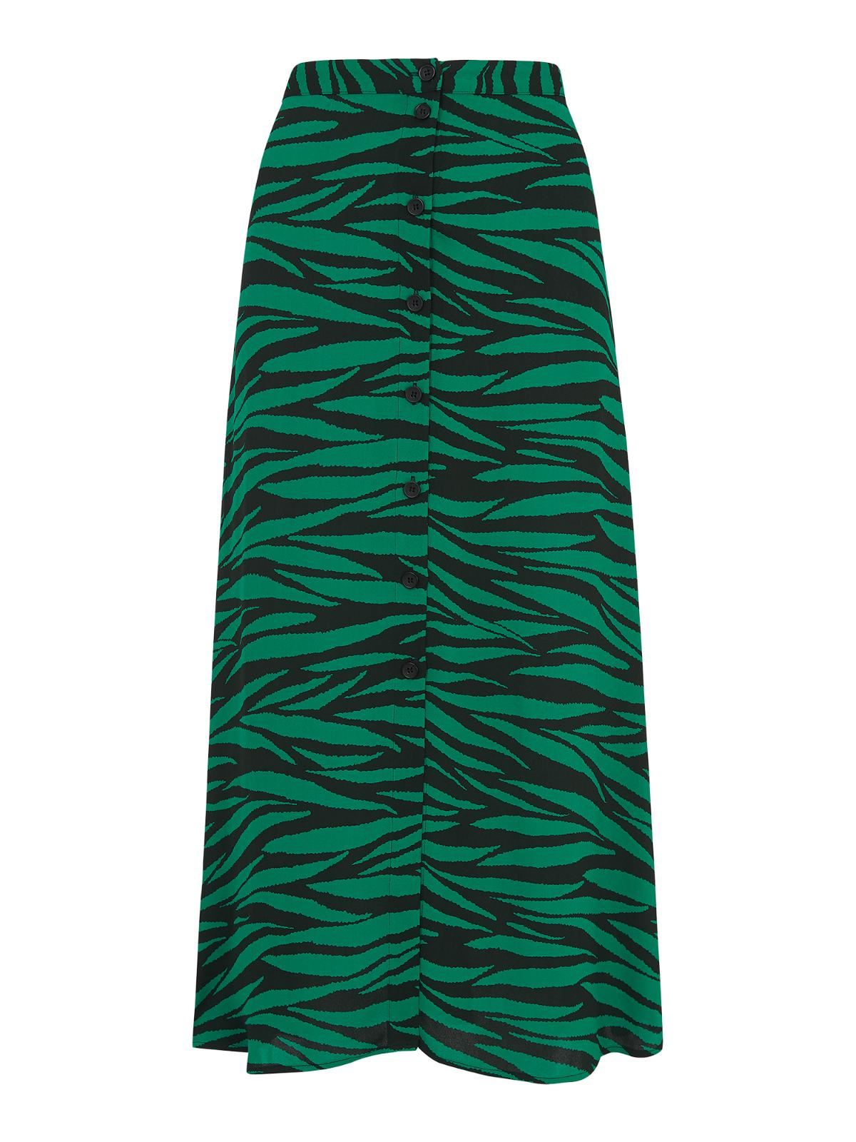 WHISTLES Ladies Tiger Print Button Front Skirt Green Multi UK6 RRP119 BNWT